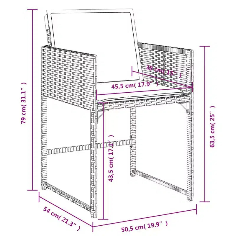 vidaXL Set da pranzo da esterno 10 pz Grigio in PE Rattan per 10 persone Pieghevole