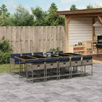 vidaXL Set da pranzo da esterno 10 pz Grigio in PE Rattan per 10 persone Pieghevole