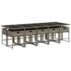 vidaXL Set da pranzo da esterno 10 pz Grigio in PE Rattan per 10 persone Pieghevole