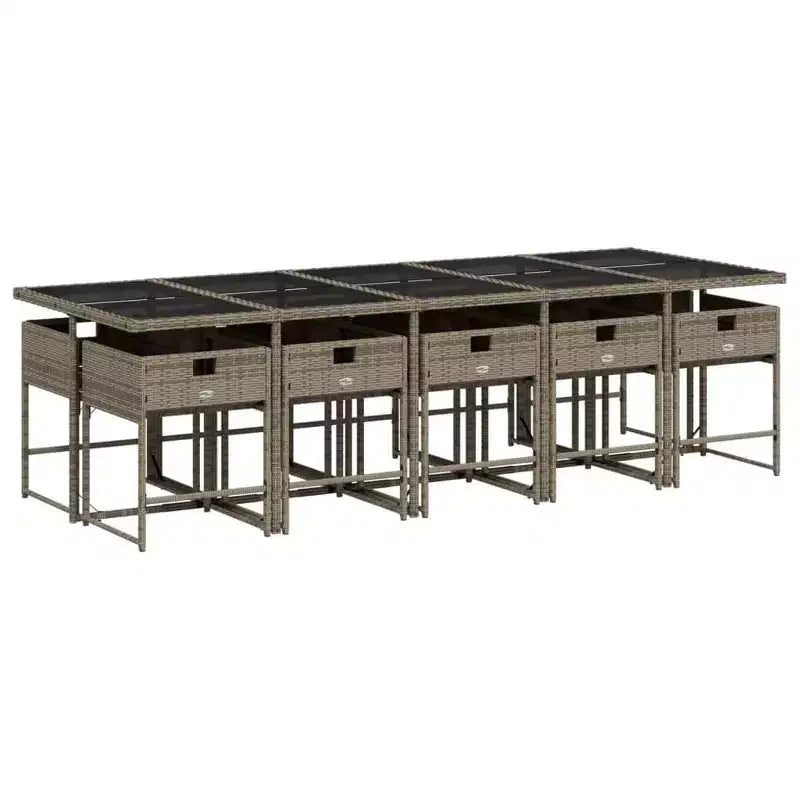vidaXL Set da pranzo da esterno 10 pz Grigio in PE Rattan per 10 persone Pieghevole