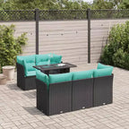 vidaXL Set Divani da Giardino 6 pz con Cuscini Nero Polyrattan Acacia