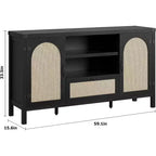 Grande mobile credenza a buffet con cassetti portaoggetti, credenza da 59'' per angolo caffè con ripiani regolabili per cucina/sala da pranzo/soggiorno
