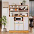 Farmhouse Wood Sideboard Buffet Cabinet with Drawers, Large Freestanding Kitchen Pantry Storage Cabinet with Adjustable Shelves for Entryway