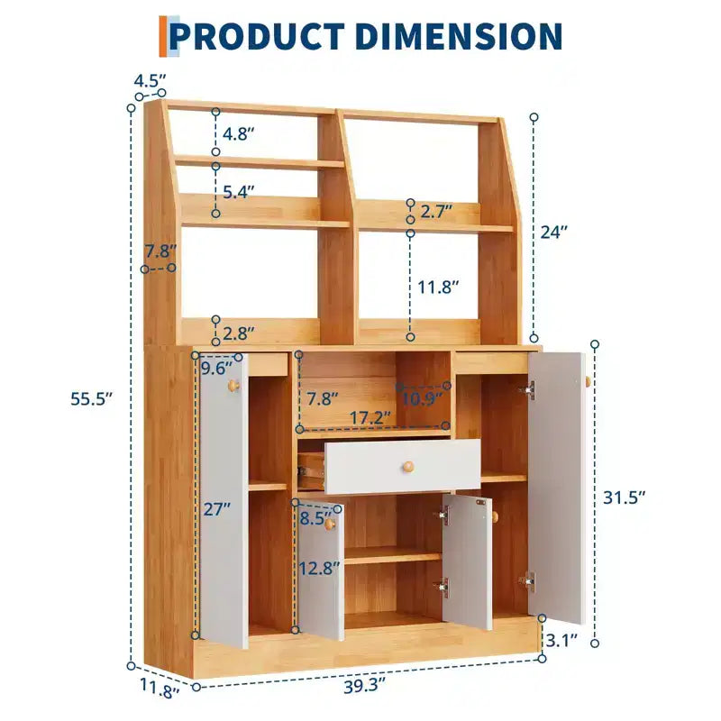Buffet de cuisine en bois de style ferme avec tiroirs, grand garde-manger autonome avec étagères réglables pour entrée