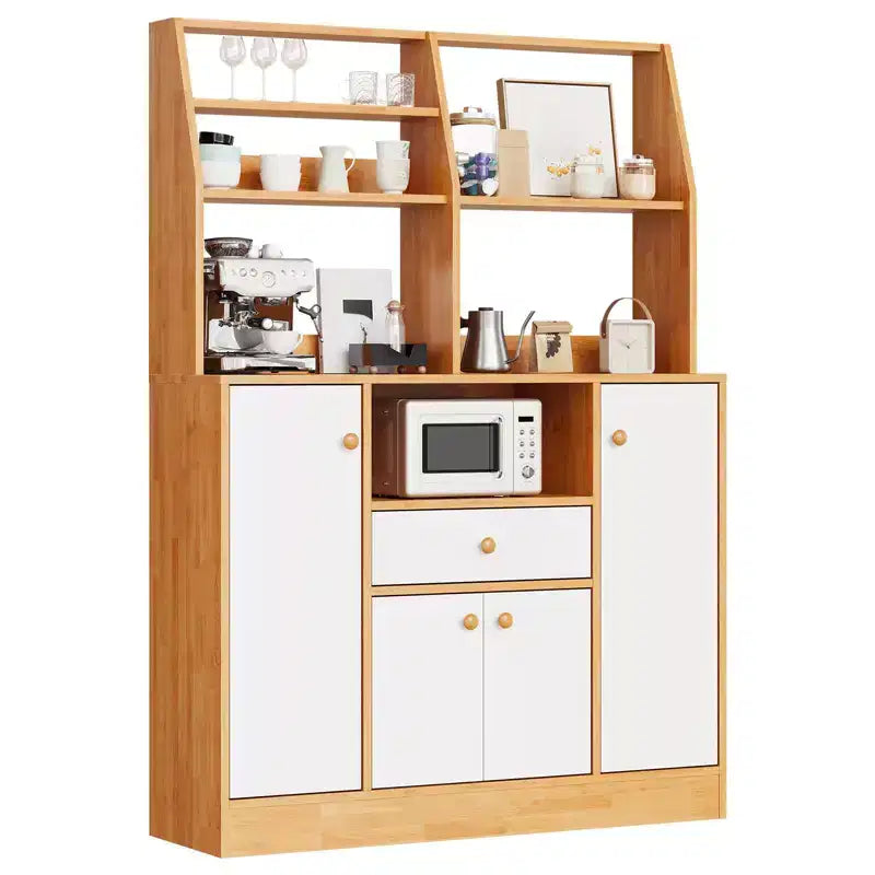 Buffet de cuisine en bois de style ferme avec tiroirs, grand garde-manger autonome avec étagères réglables pour entrée