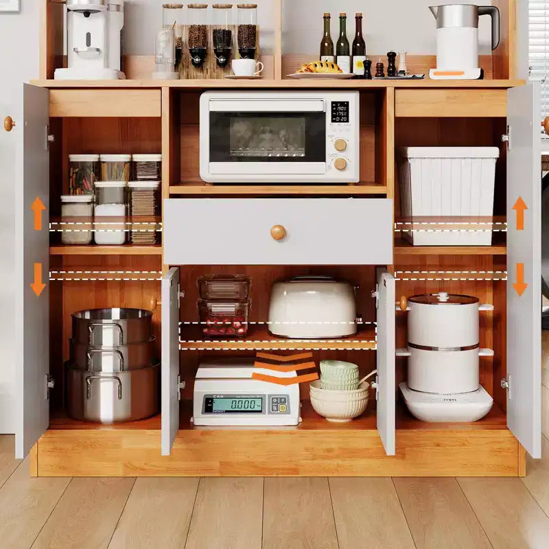 Buffet de cuisine en bois de style ferme avec tiroirs, grand garde-manger autonome avec étagères réglables pour entrée