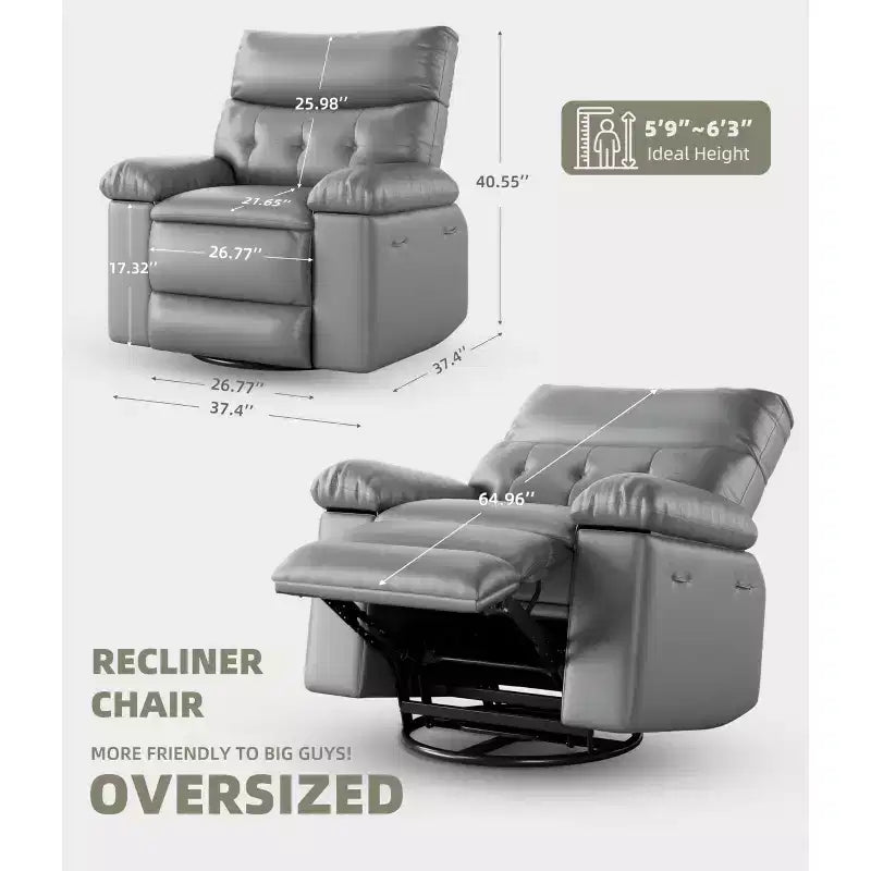 27 Poltrona reclinabile oversize girevole a 360° con riscaldamento e massaggio
