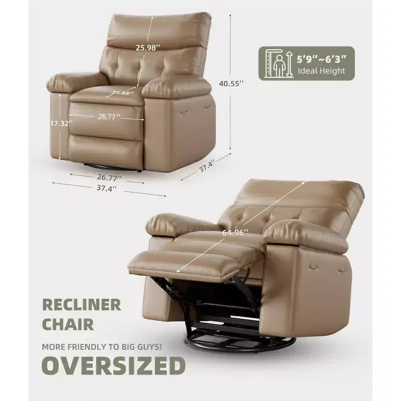 27 Poltrona reclinabile oversize girevole a 360° con riscaldamento e massaggio