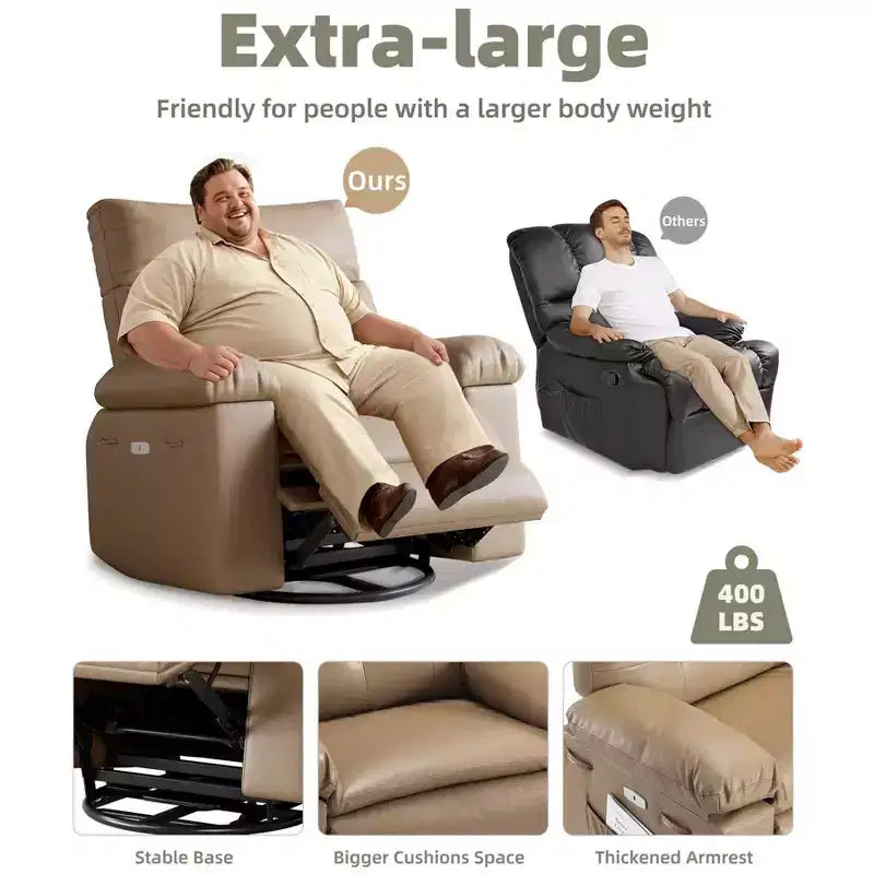 27 Poltrona reclinabile oversize girevole a 360° con riscaldamento e massaggio