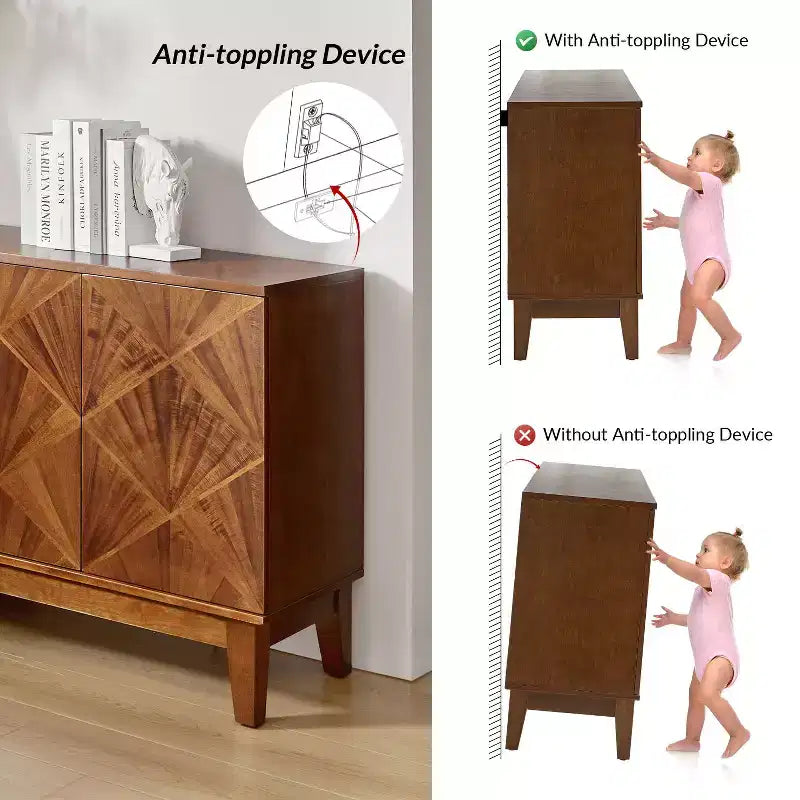 Obdulia Credenza a 60 Ante con Ripiani Regolabili|ARTFUL LIVING DESIGNS-NOCE
