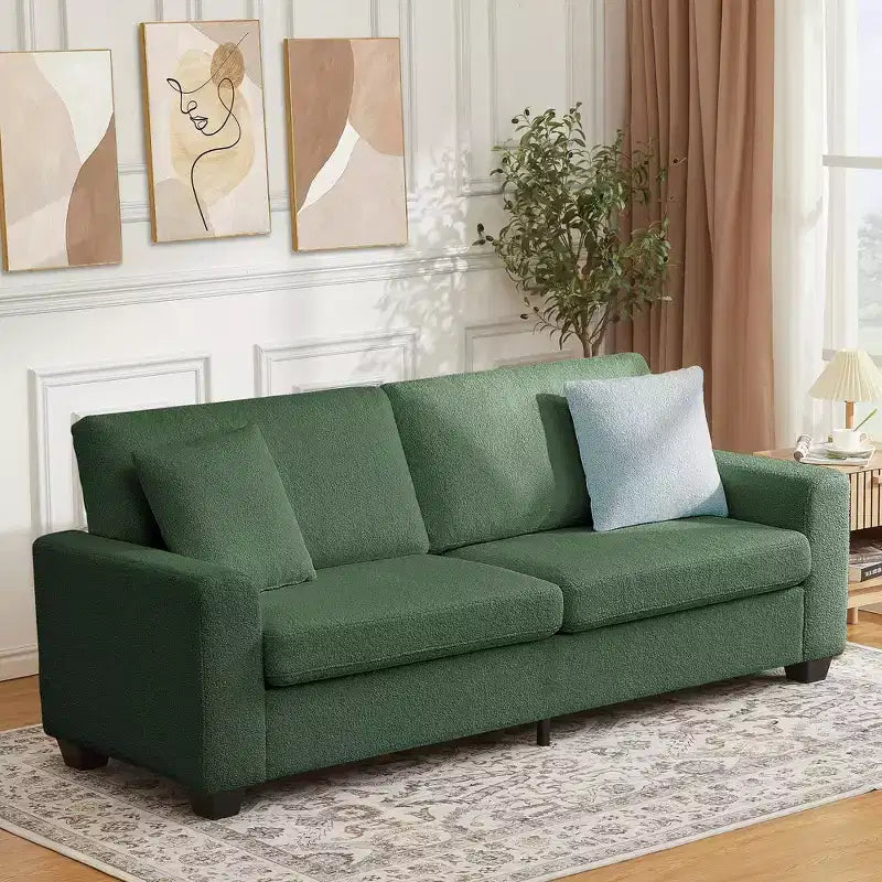 83 Divano da salotto, comodo divano con seduta profonda, divano moderno con braccioli larghi, rivestimento sfoderabile, divano a 3 posti in pile Teddy per camera da letto