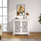 GDFStudio Iris Antique 31.5'' Sideboard Storage Cabinet with 2 Carving Doors