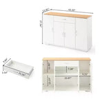 Mobile Credenza Modern Farmhouse FurnitureR, Tavolino da Caffè in Legno con Cassetto e Ripiani, Armadietto Contenitore con Ante a Stalla da 43,3 Pollici