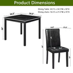Jensen Moderno Set da Pranzo 5 Pezzi: Sedie in Legno di Acacia con Rivestimento in Similpelle e Tavolo Quadrato