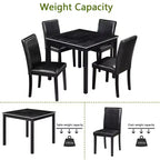 Jensen Moderno Set da Pranzo 5 Pezzi: Sedie in Legno di Acacia con Rivestimento in Similpelle e Tavolo Quadrato