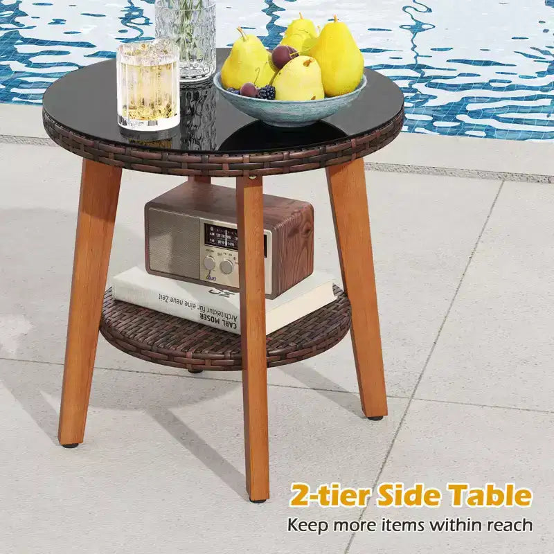 Costway Set di Mobili da Giardino in 7 Pezzi in Rattan PE con Pouf Cuscini e Tavoli Sedia Divano