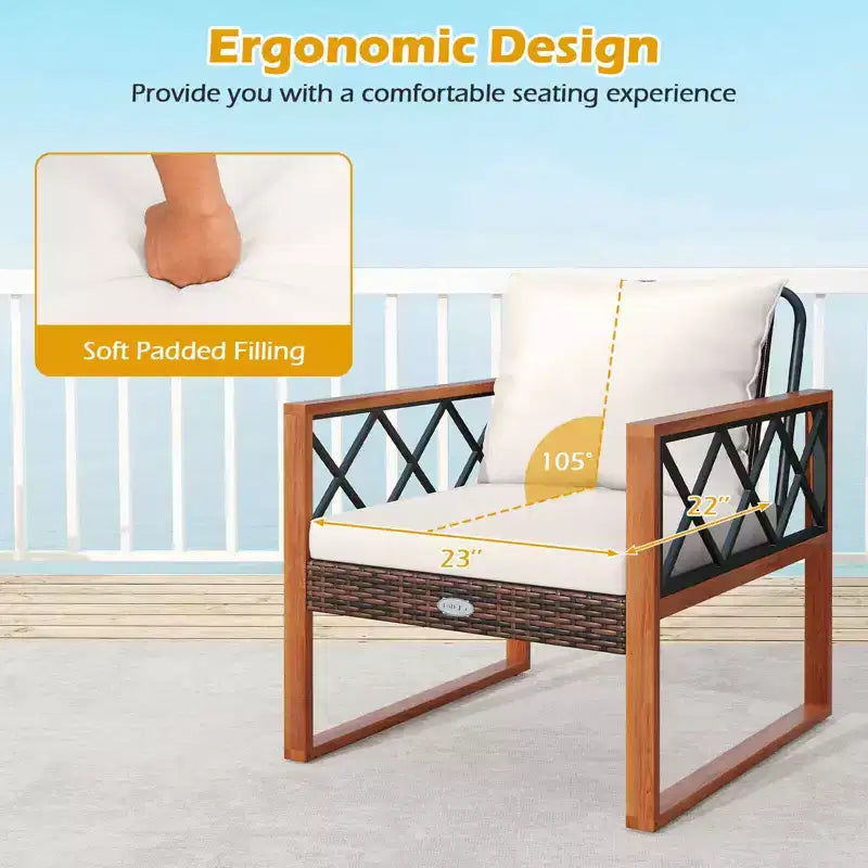 Costway Set di Mobili da Giardino in 7 Pezzi in Rattan PE con Pouf Cuscini e Tavoli Sedia Divano