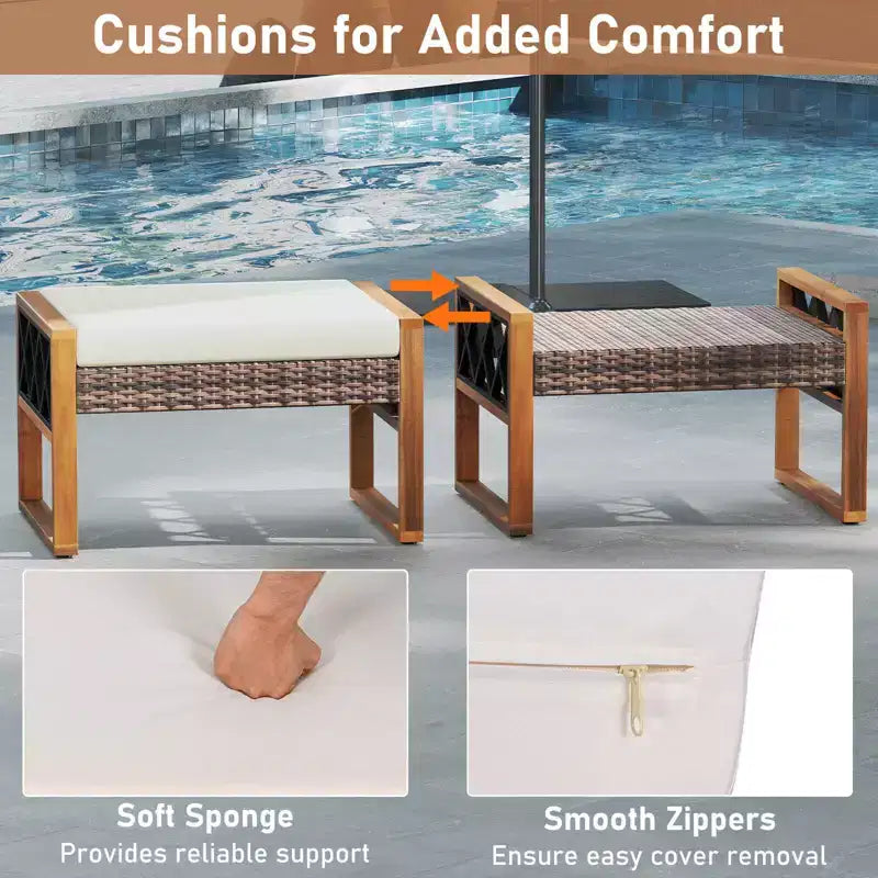 Costway Set di Mobili da Giardino in 7 Pezzi in Rattan PE con Pouf Cuscini e Tavoli Sedia Divano
