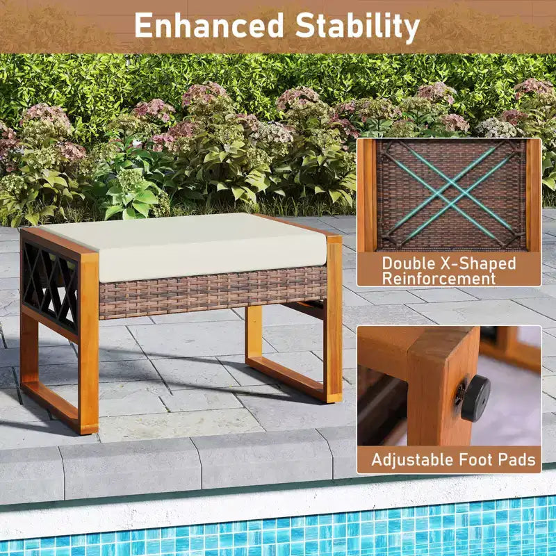 Costway Set di Mobili da Giardino in 7 Pezzi in Rattan PE con Pouf Cuscini e Tavoli Sedia Divano