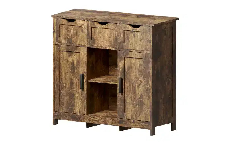 Zevemomo Credenza / Mobile Buffet Moderno Stile Fattoria con Cassetto e Ripiano Regolabile, Mobile Contenitore da Cucina e Mobile Bar per Caffè per Sala da Pranzo, Legno Retro
