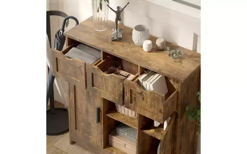 Zevemomo Credenza / Mobile Buffet Moderno Stile Fattoria con Cassetto e Ripiano Regolabile, Mobile Contenitore da Cucina e Mobile Bar per Caffè per Sala da Pranzo, Legno Retro