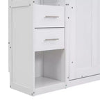 Letto a scomparsa Murphy con armadietti e armadi portaoggetti, ripiani, letto a piattaforma a parete pieghevole in legno con contenitore, bianco