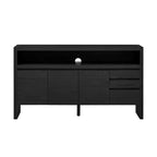 Madia credenza a 3 cassetti e 3 ante con grande ripiano aperto, mobile multiuso per soggiorno e cucina