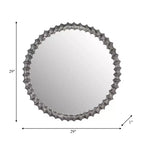 Specchio moderno rotondo da parete con cornice decorativa in metallo - Specchio accentato in vetro per casa, ufficio, camera da letto, soggiorno - Finitura metallica - 29 Argento