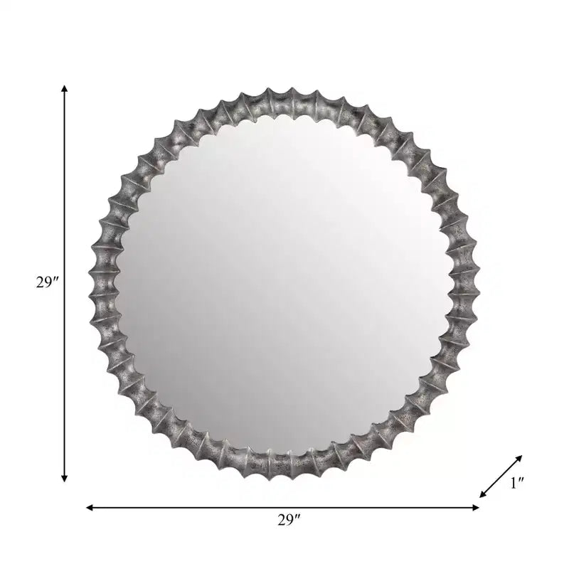 Specchio moderno rotondo da parete con cornice decorativa in metallo - Specchio accentato in vetro per casa, ufficio, camera da letto, soggiorno - Finitura metallica - 29 Argento
