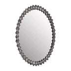Specchio moderno rotondo da parete con cornice decorativa in metallo - Specchio accentato in vetro per casa, ufficio, camera da letto, soggiorno - Finitura metallica - 29 Argento