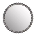 Specchio moderno rotondo da parete con cornice decorativa in metallo - Specchio accentato in vetro per casa, ufficio, camera da letto, soggiorno - Finitura metallica - 29 Argento