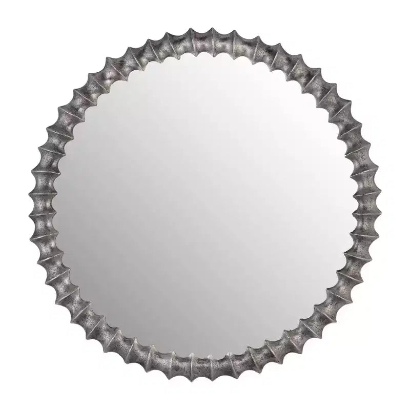 Specchio moderno rotondo da parete con cornice decorativa in metallo - Specchio accentato in vetro per casa, ufficio, camera da letto, soggiorno - Finitura metallica - 29 Argento
