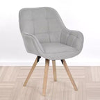 Poltrona Accent Rivestita in Tessuto, Moderna Sedia Vanity da Relax con Schienale e Cuscino Imbottiti, Poltrona Girevole, Grigia