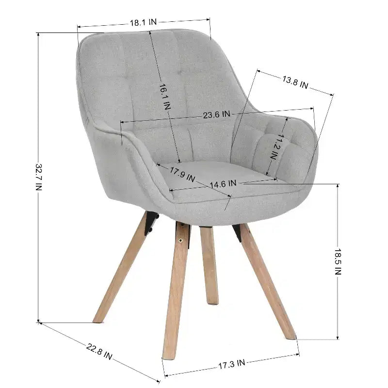 Poltrona Accent Rivestita in Tessuto, Moderna Sedia Vanity da Relax con Schienale e Cuscino Imbottiti, Poltrona Girevole, Grigia