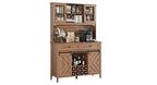 Mobile dispensa da cucina alto 183 cm, Credenza indipendente con ante scorrevoli a fienile e 2 cassetti, Mobile bar in legno per soggiorno e cucina