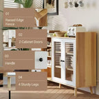 Credenza da cucina rustica da 55", credenza con cassetti - Credenza da cucina con ante in vetro e ripiani regolabili