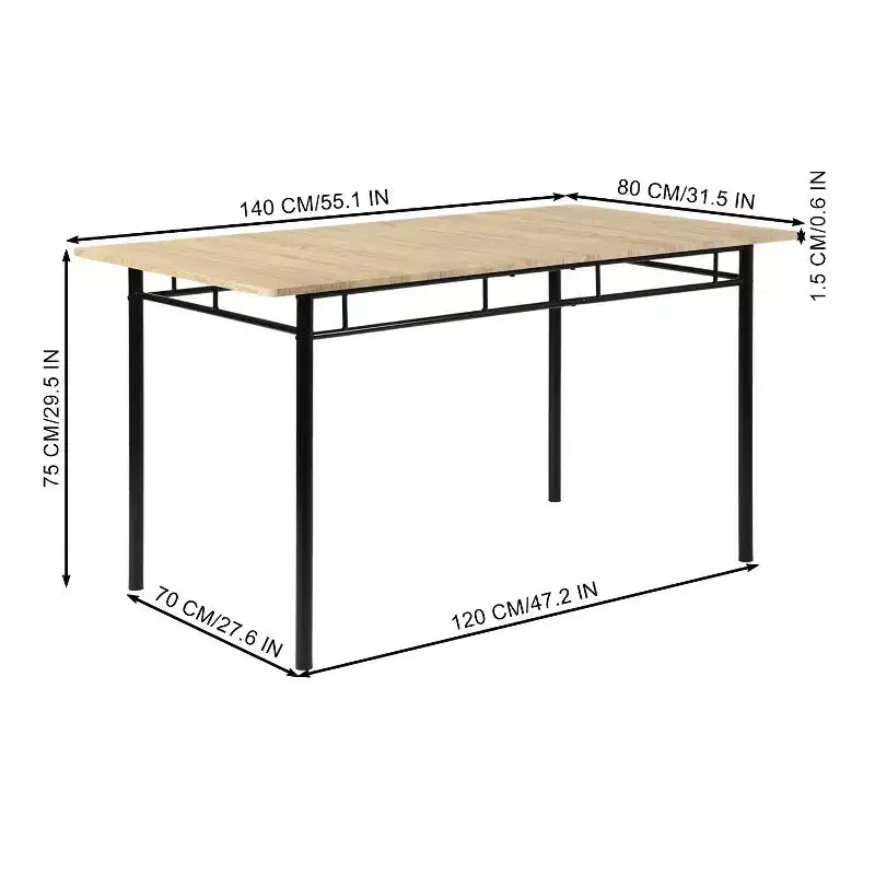 Tavolo da Pranzo 7 Pezzi per 6 Persone, Tavolo da Cucina Rettangolare con 6 Sedie in Ecopelle con Schienale Alto, Tavolo da Pranzo Confortevole, Faggio