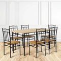Tavolo da Pranzo 7 Pezzi per 6 Persone, Tavolo da Cucina Rettangolare con 6 Sedie in Ecopelle con Schienale Alto, Tavolo da Pranzo Confortevole, Faggio