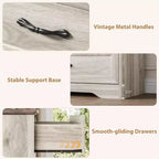 Cassettiera in legno a 6 cassetti per camera da letto con ampie maniglie in metallo, comò moderno stile rustico, organizer contenitore per camera da letto e soggiorno