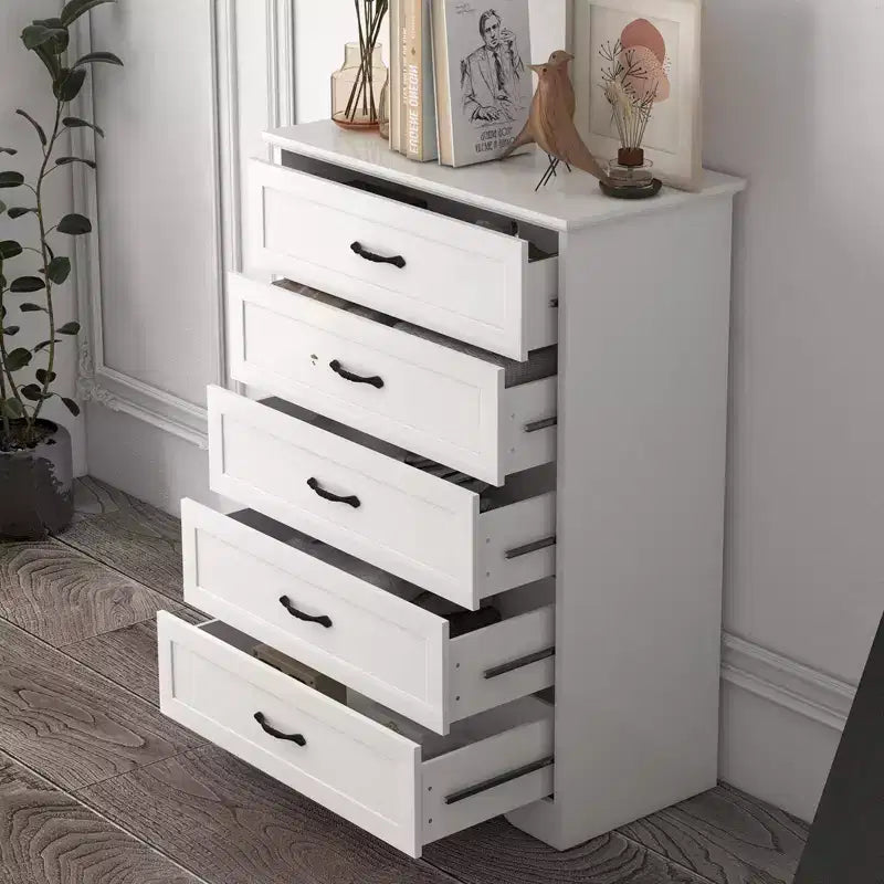Cassettiera in legno a 6 cassetti per camera da letto con ampie maniglie in metallo, comò moderno stile rustico, organizer contenitore per camera da letto e soggiorno