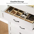 Cassettiera in legno a 6 cassetti per camera da letto con ampie maniglie in metallo, comò moderno stile rustico, organizer contenitore per camera da letto e soggiorno