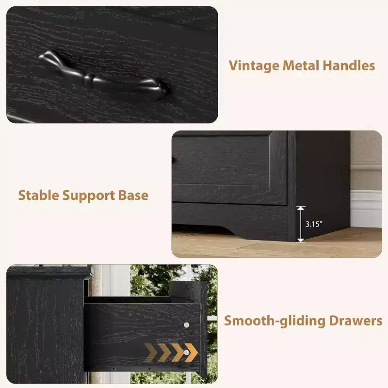 Cassettiera in legno a 6 cassetti per camera da letto con ampie maniglie in metallo, comò moderno stile rustico, organizer contenitore per camera da letto e soggiorno