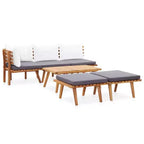 vidaXL Salon de jardin avec coussins d'assise gris foncé et coussins de dossier blancs