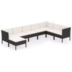 vidaXL Patio Lounge Set Outdoor Sectional Sofa Set Table Poly Rattan Black
