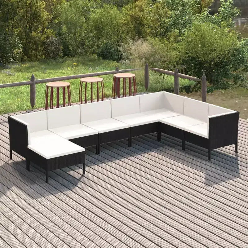 vidaXL Set Divani da Giardino Set Mobili da Esterno in Polyrattan Nero