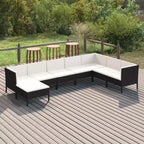 vidaXL Set Divani da Giardino Set Mobili da Esterno in Polyrattan Nero