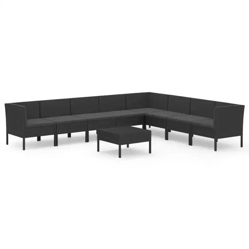 vidaXL Garden Lounge Set Patio Sectional Sofa Couch Outdoor Poly Rattan Black