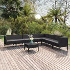 vidaXL Salon de jardin canapé d'angle en résine tressée Noir