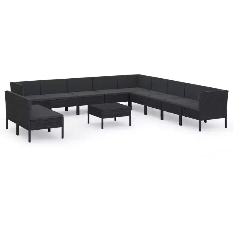 vidaXL Garden Lounge Set Patio Sectional Sofa Couch Outdoor Poly Rattan Black