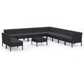 vidaXL Garden Lounge Set Patio Sectional Sofa Couch Outdoor Poly Rattan Black